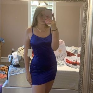 blue satin dress